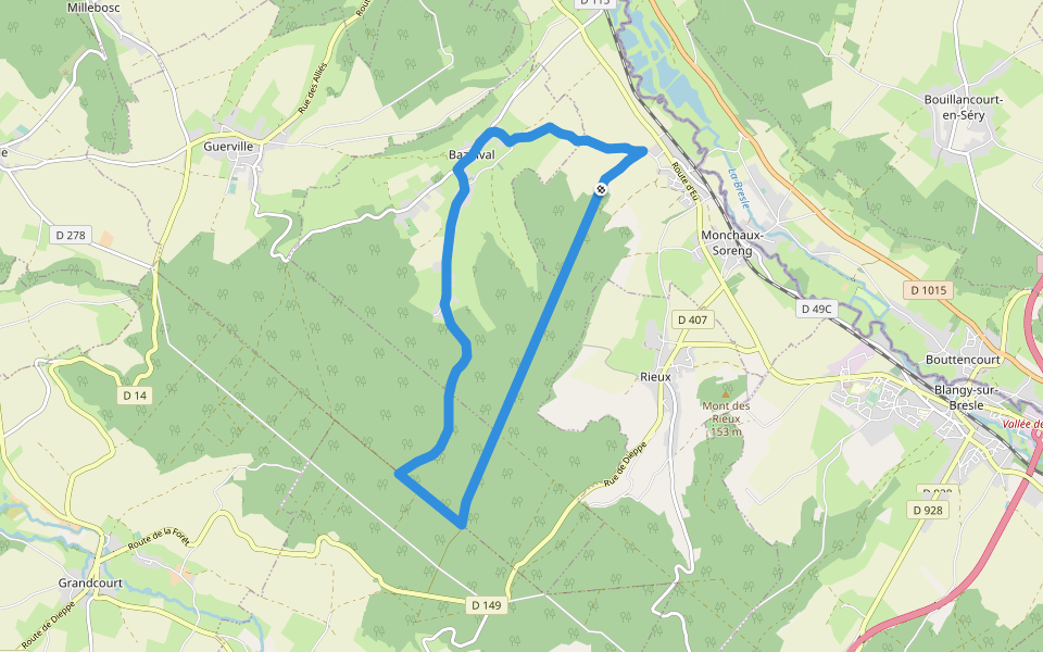Circuit du Mont Madame walking route map in Monchaux-Soreng