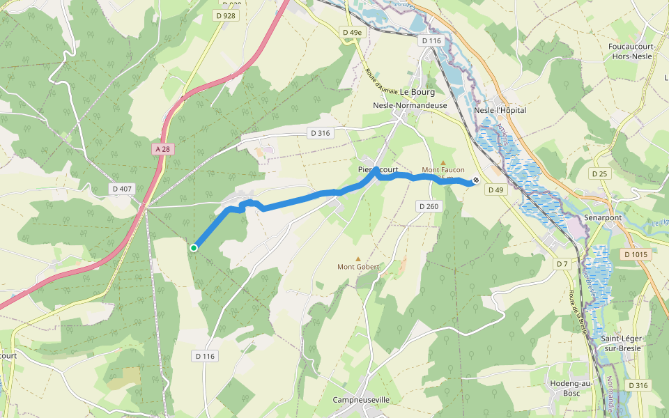 GRP walking route map in Pierrecourt