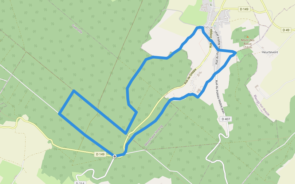 Circuit de la Rieuse walking route map in Dancourt