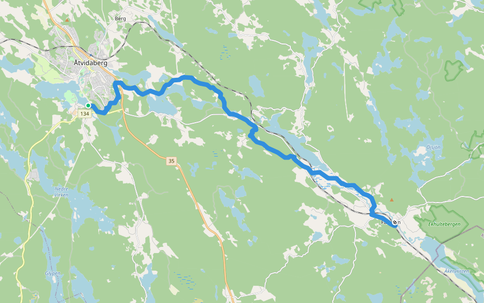 Östgötaleden: Templet-Falerum walking route map in Åtvidaberg