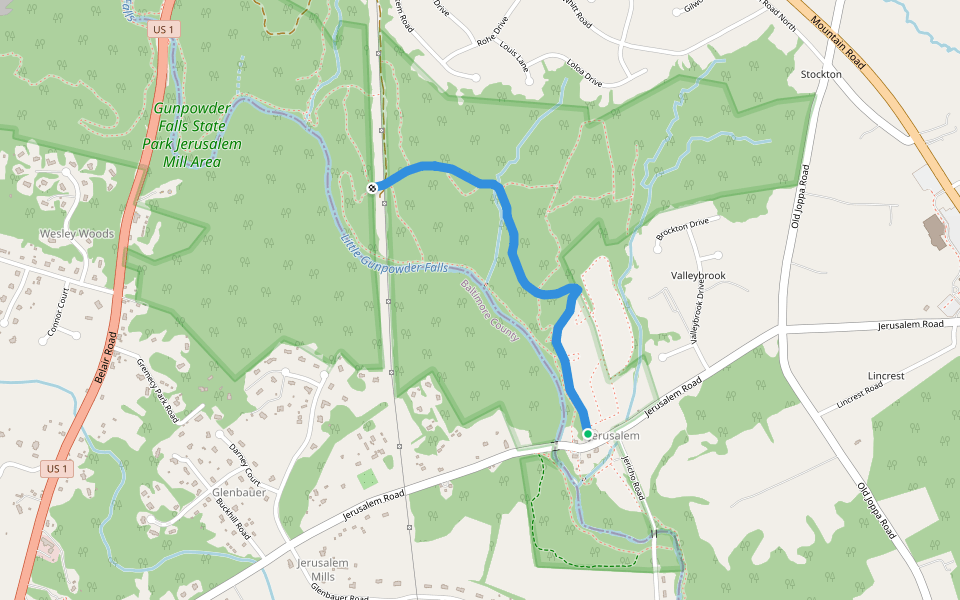 Jerusalem Mills Trail walking route map in Kingsville