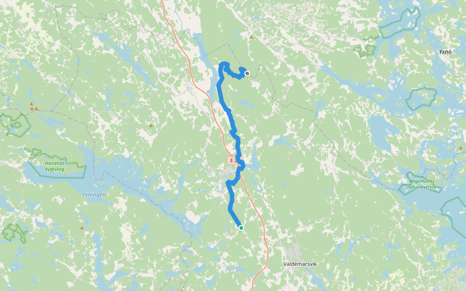 Östgötaleden: Valdemarsvik norrut walking route map in Birkekärr