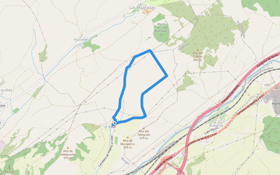 Alto de las Torrecillas (Barrio de Cótar) walking route map in Cótar