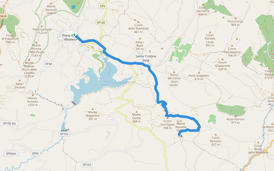 Sentiero Italia - Tappa V09 walking route map in Piana degli Albanesi