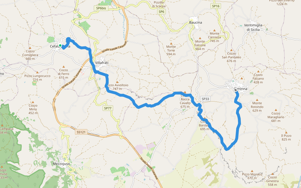 Sentiero Italia - Tappa V12 walking route map in Cefalà Diana