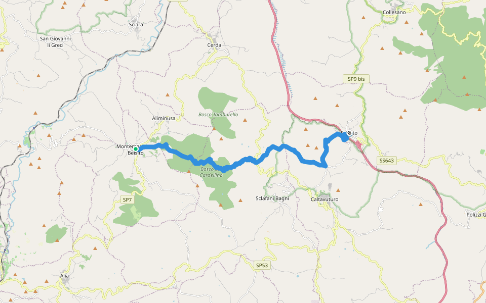 Sentiero Italia - Tappa V14 walking route map in Montemaggiore Belsito