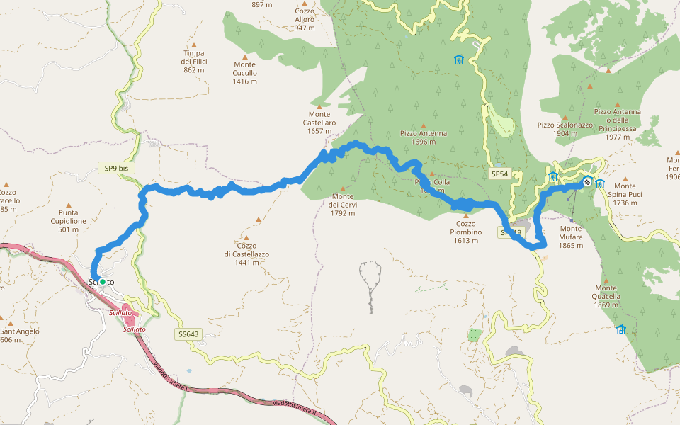Sentiero Italia - Tappa V15 walking route map in Scillato