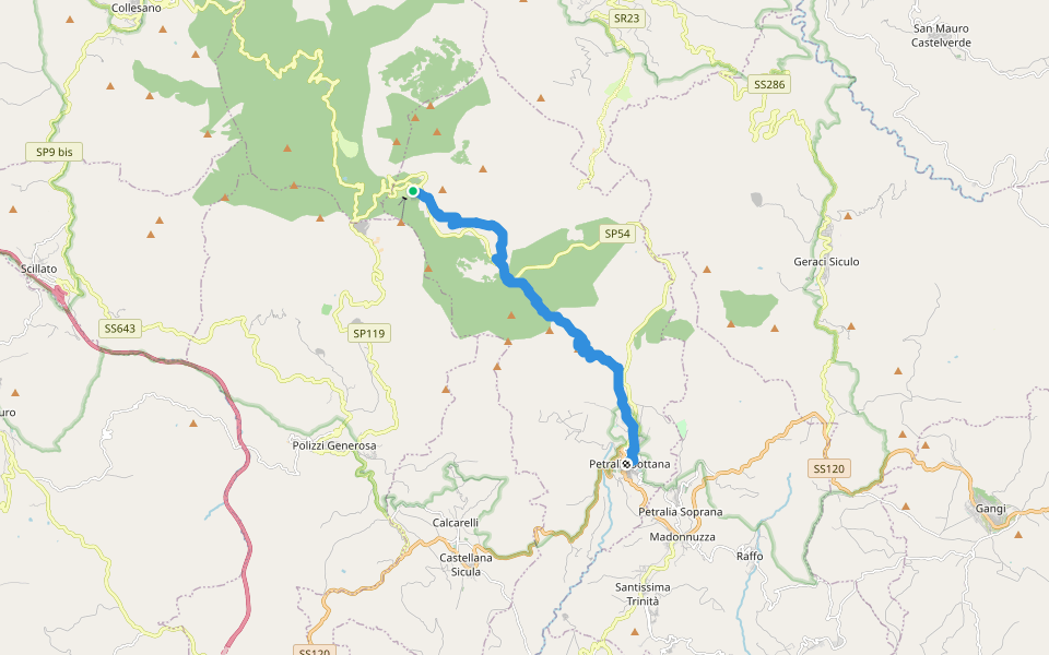 Sentiero Italia - Tappa V16 walking route map in Piano Battaglia