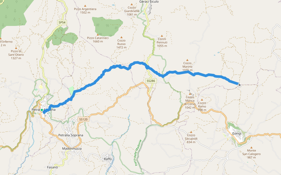 Sentiero Italia - Tappa V17 walking route map in Petralia Sottana