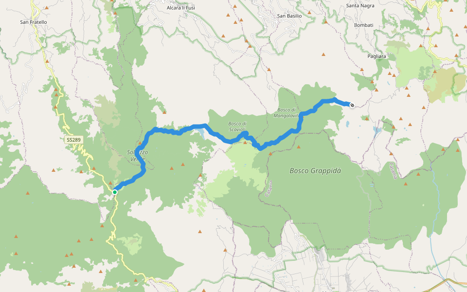 Sentiero Italia - Tappa V21 walking route map in Cesarò