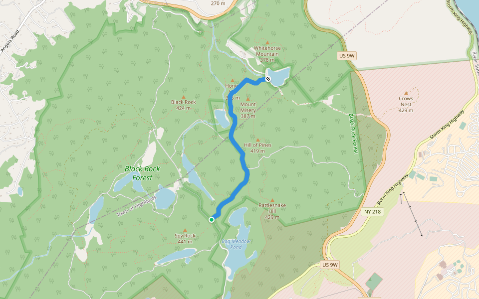 Bog Meadow Road walking route map in Cornwall