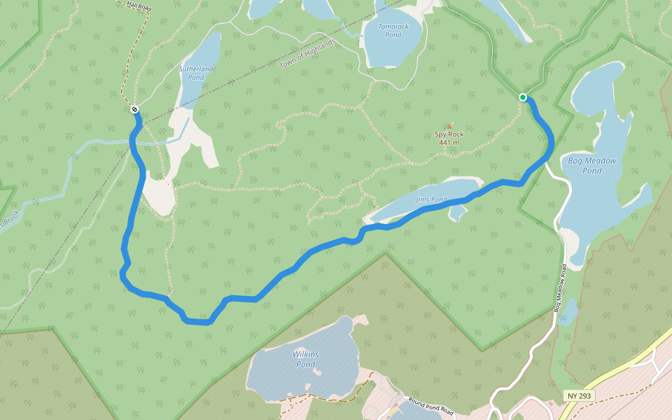 Jim's Pond Road walking route map in Cornwall