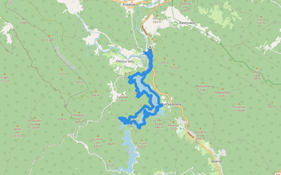 Pješačka ruta K1 walking route map in Rastovača