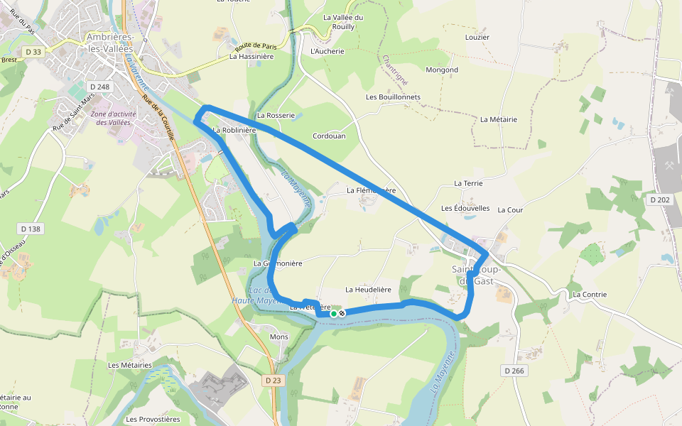 Au Long du Lac walking route map in Saint-Loup-du-Gast
