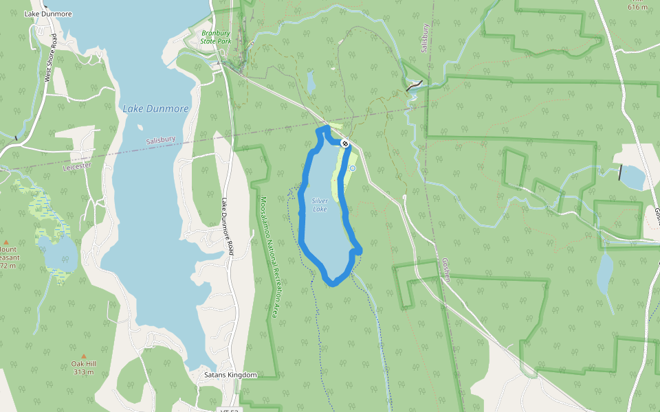 Silver Lake Loop Trail walking route map in Leicester