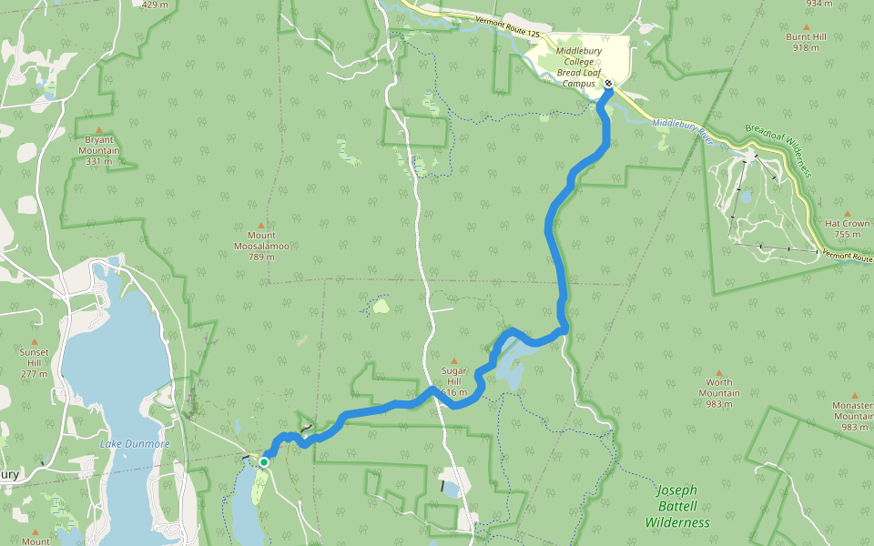 Goshen Dam Trail walking route map in Leicester