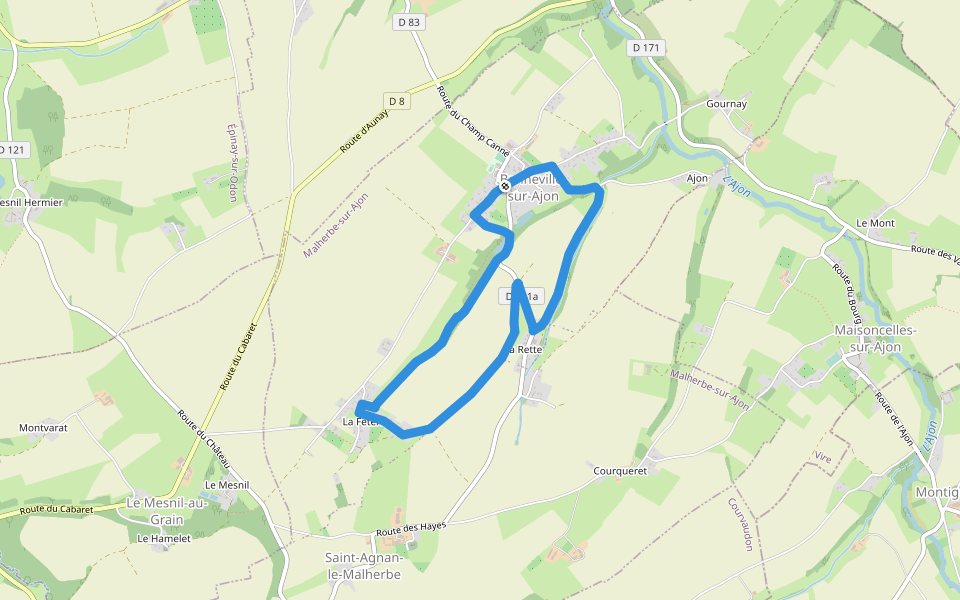 Circuit de l'Orgueil walking route map in Malherbe-sur-Ajon