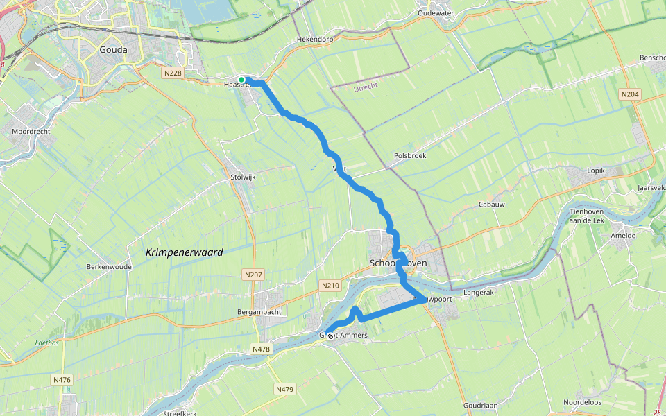 Pelgrimspad 1 - 06 walking route map in Haastrecht
