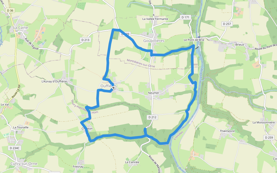 Le Val Roy walking route map in Ouffières