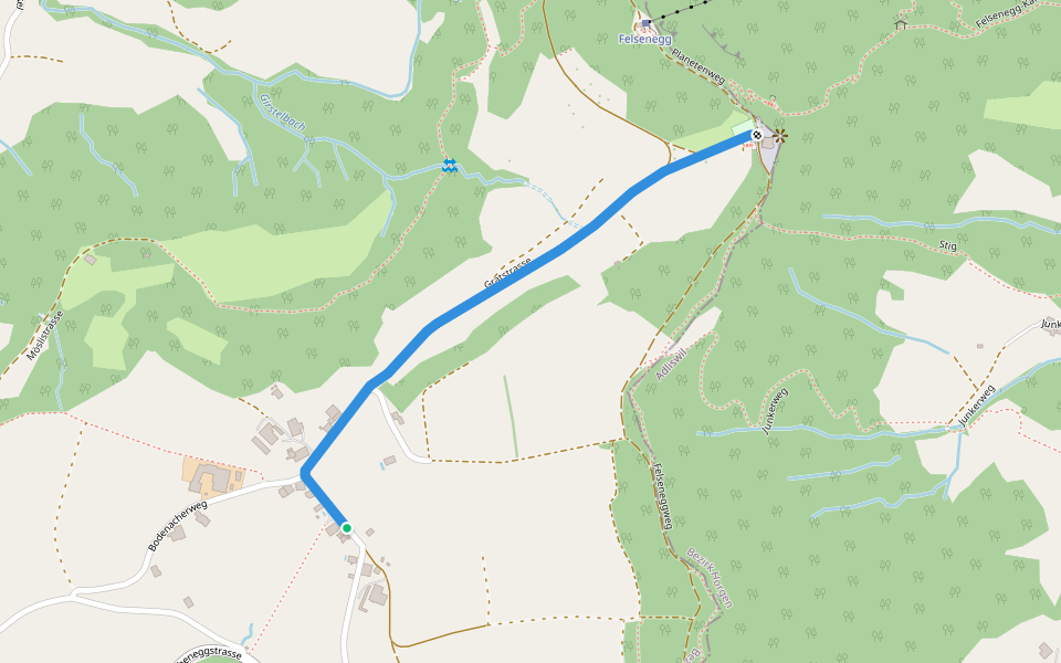 Hinter Buchenegg - Felsenegg walking route map in Stallikon