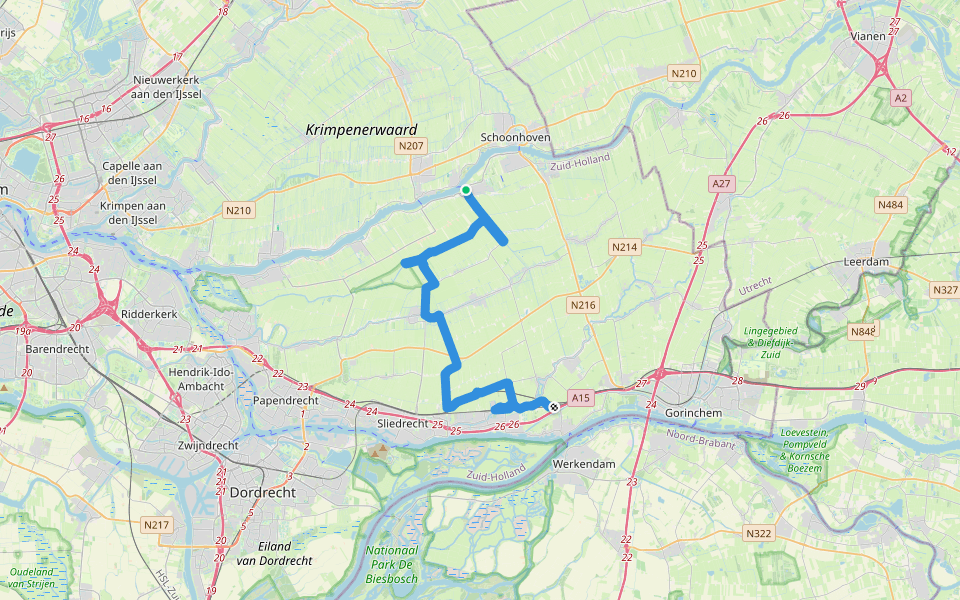 Pelgrimspad 1 - 07 walking route map in Groot-Ammers