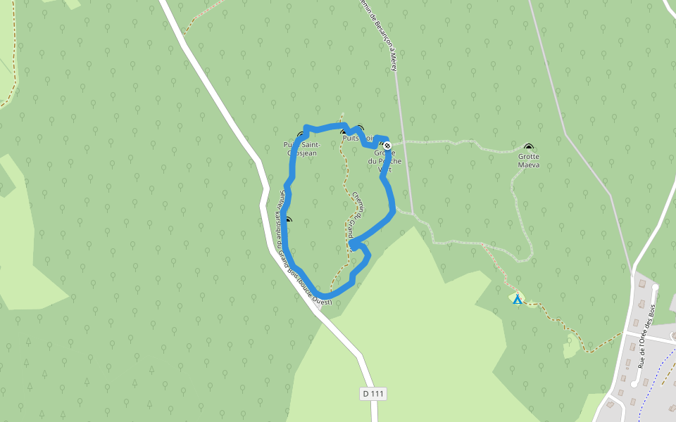 Sentier karstique du Grand Bois walking route map in Les Monts-Ronds