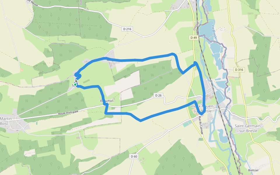 Edruchon walking route map in Saint-Martin-au-Bosc