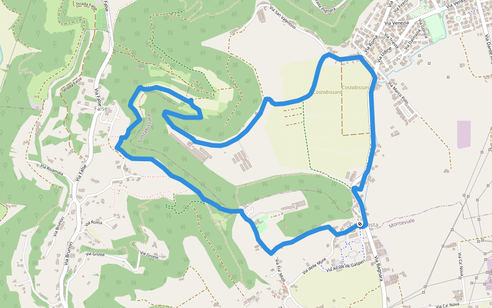 Sentiero del Perozzo walking route map in Case Costa-palazzina