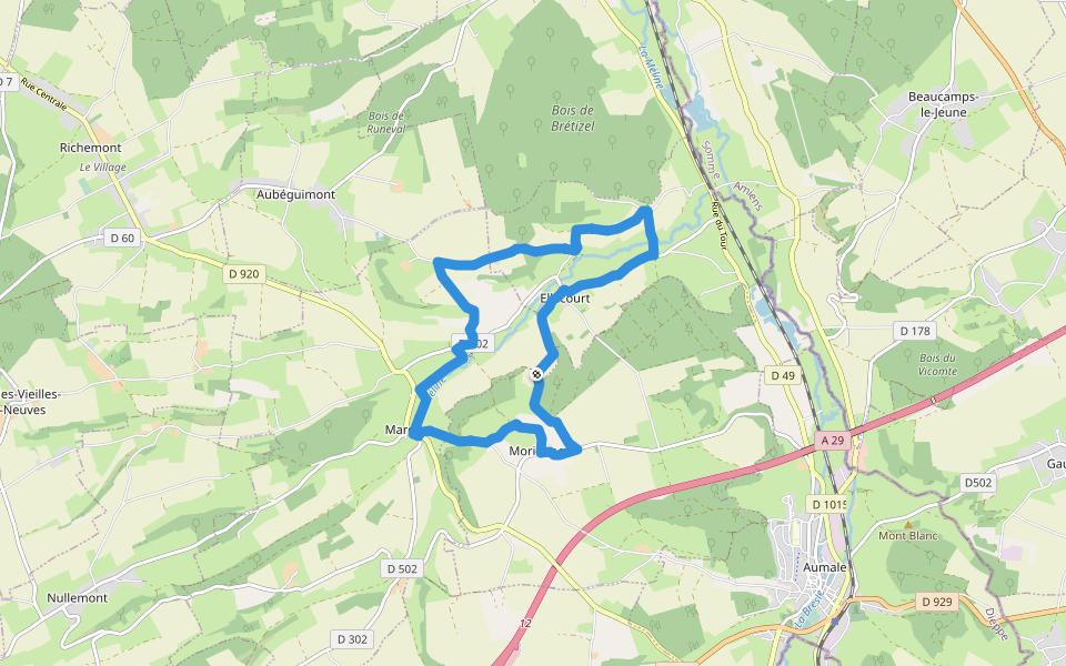 La Quesnoye walking route map in Morienne