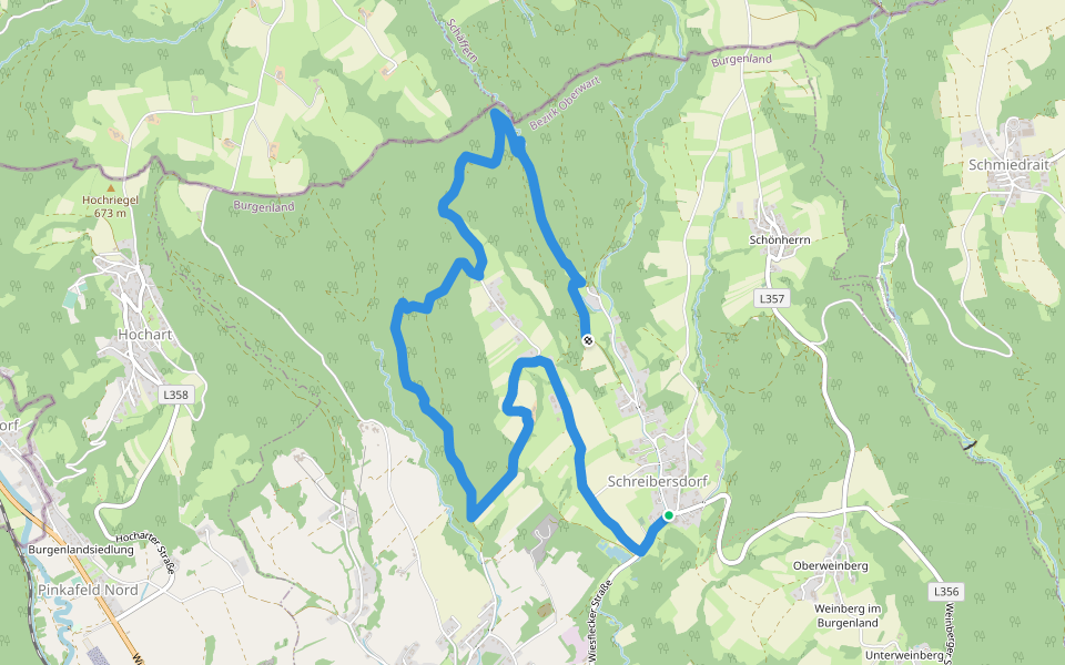 Wanderstrecke blaue Markierung walking route map in Schreibersdorf