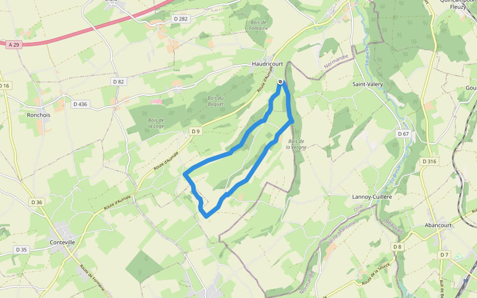 La Huanière walking route map in Haudricourt