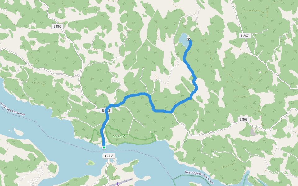 Östgötaleden: Skirsjön - Norrkrog walking route map in Norrkrog