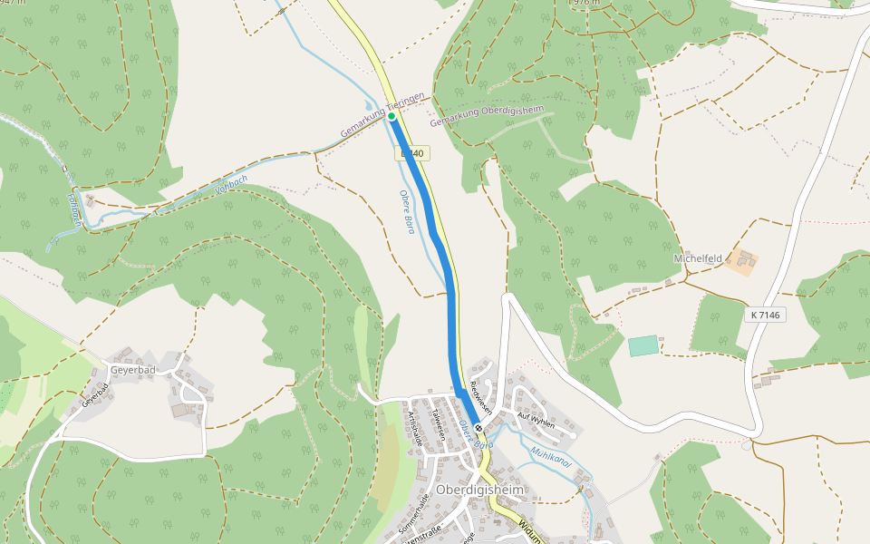 Querweg - Oberdigisheim - Weg Nr. 3 - Oberdigisheim - Tieringen walking route map in Meßstetten