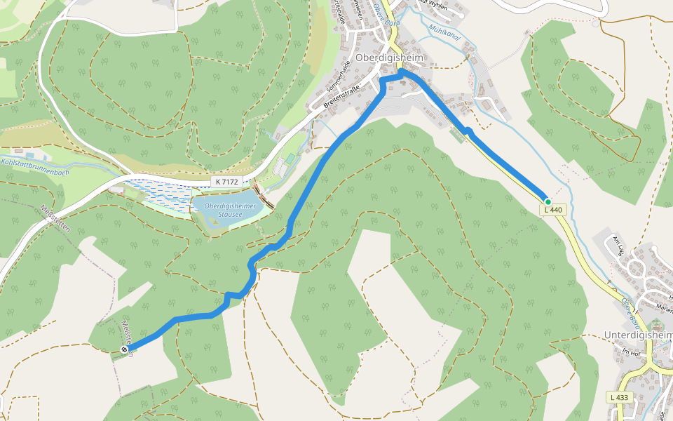 Nebenweg - Oberdigisheim - Weg Nr. 2 - Grenze Obernheim - Oberdigisheim - Richtung Unterdigisheim walking route map in Meßstetten