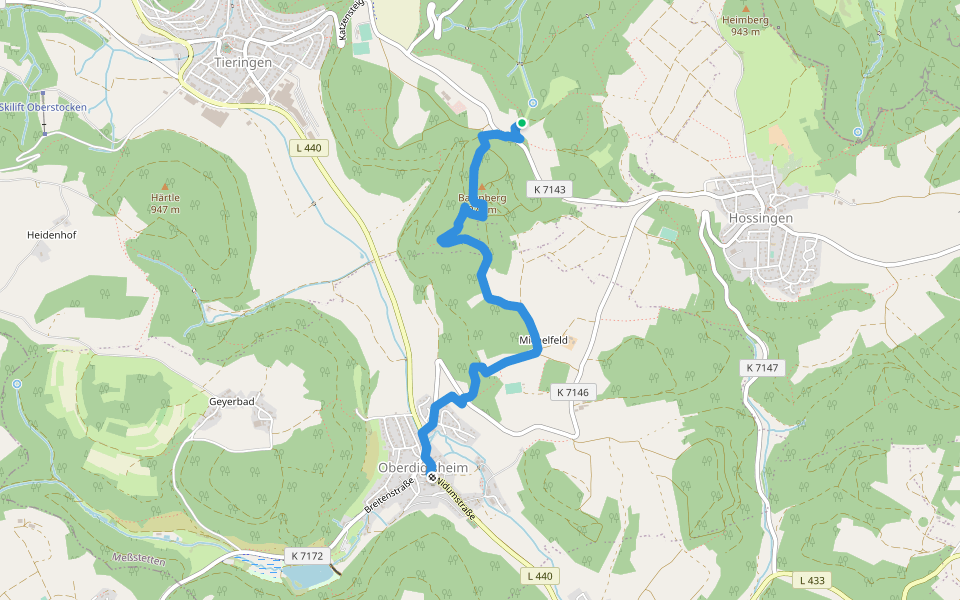 Querweg - Oberdigisheim - Weg Nr. 1 - Oberdigisheim - Baienberg - bis zur Weggabelung walking route map in Meßstetten