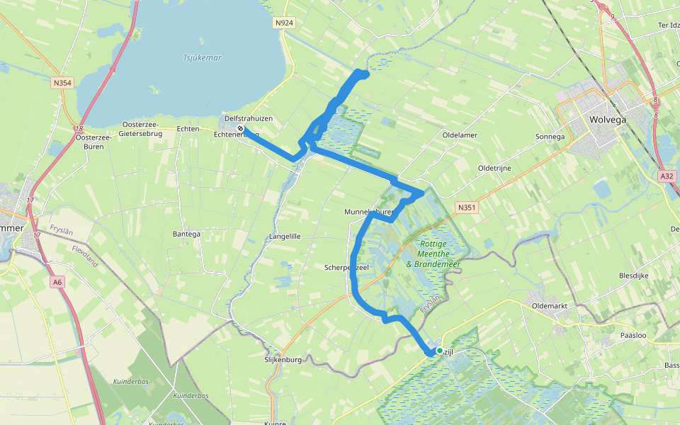 Zuiderzeepad - 19 walking route map in Ossenzijl
