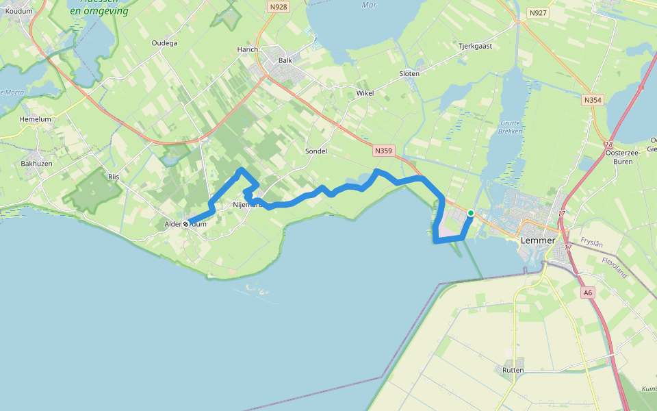Zuiderzeepad - 21 walking route map in Lemmer