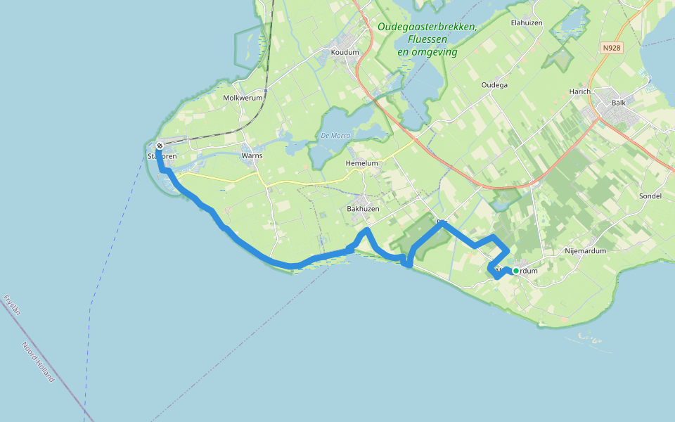 Zuiderzeepad - 22 walking route map in Oudemirdum