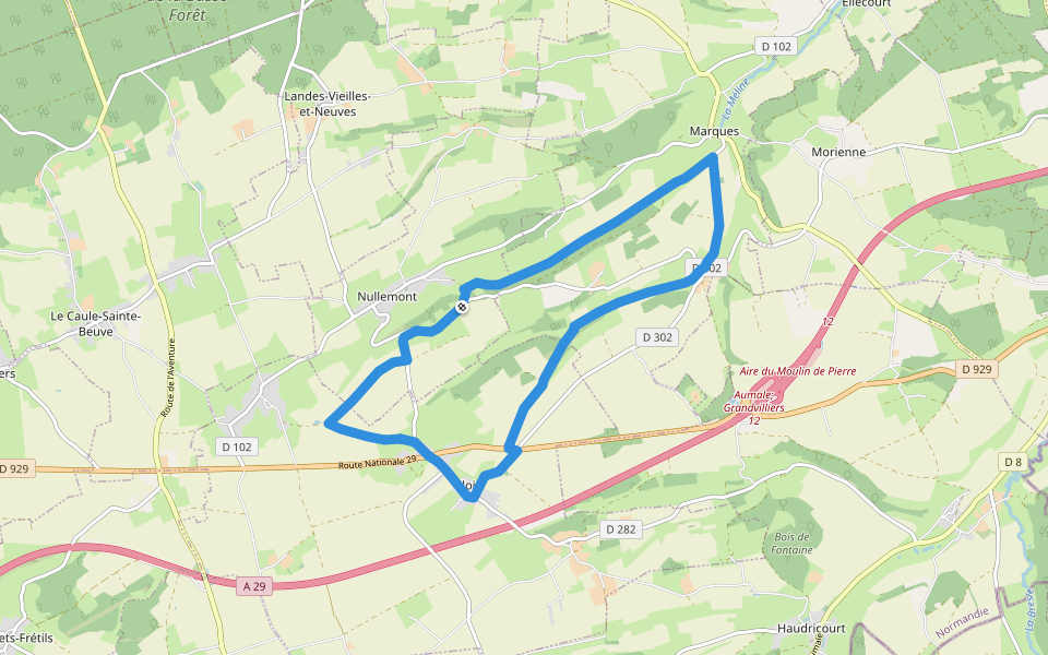 Le Forestel walking route map in Nullemont