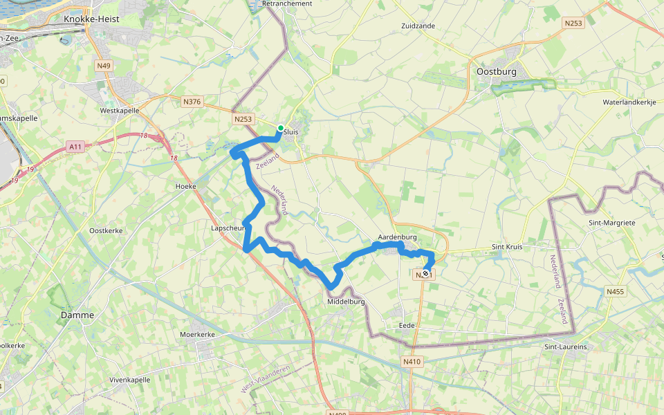 Grenslandpad - 01 walking route map in Sluis