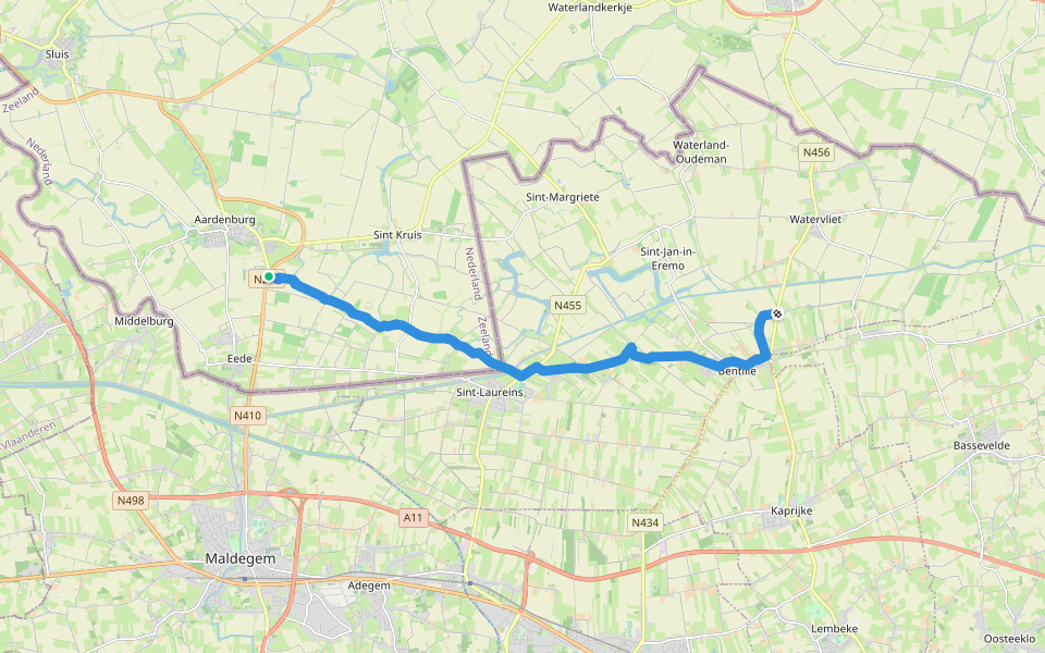 Grenslandpad - 02 walking route map in Aardenburg