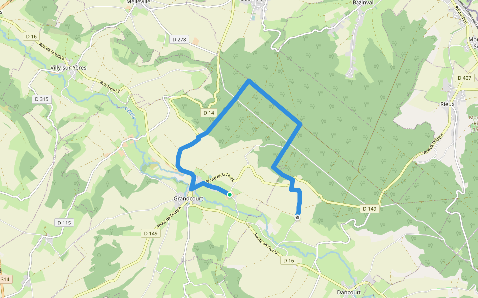A la Découverte de la Forêt d'Eu walking route map in Grandcourt