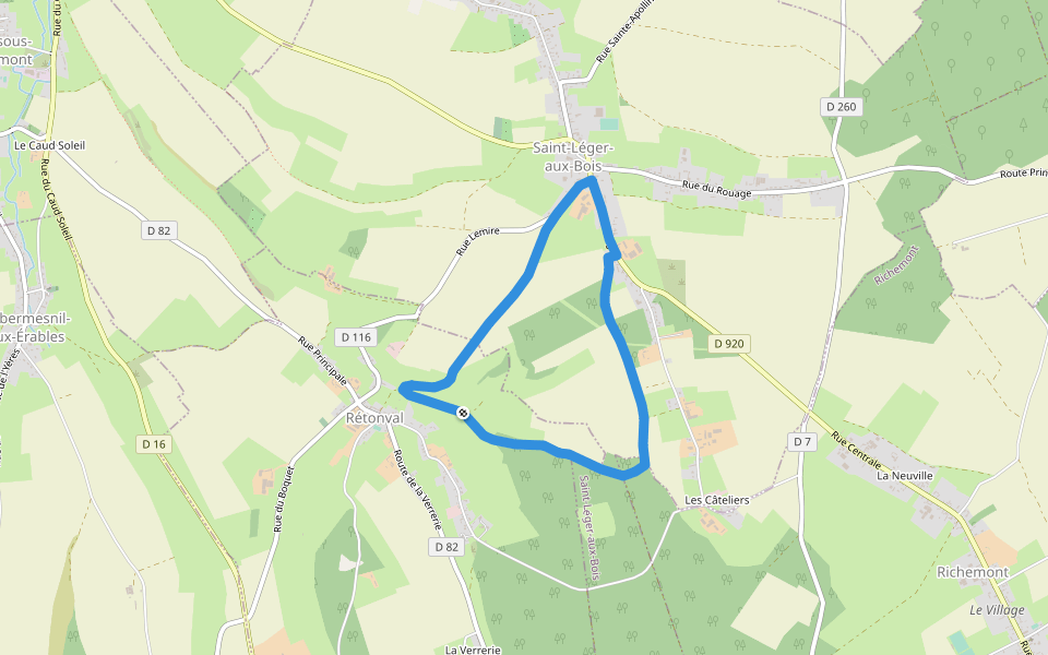 Circuit de la Tour Mailly walking route map in Rétonval