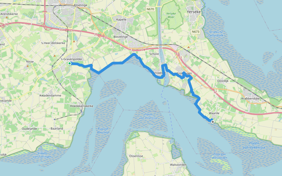 Grenslandpad - 05 walking route map in 's-Gravenpolder