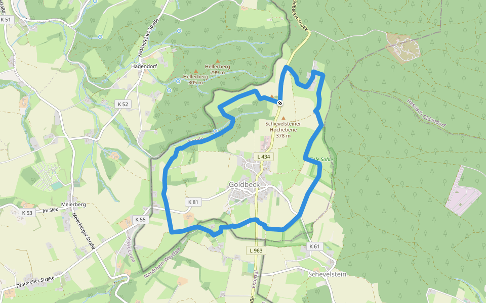 RI19 Rundwanderweg Goldbeck walking route map in Rinteln