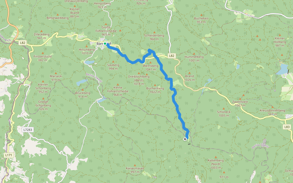 Eisenwurzenweg 08A walking route map in Bärnkopf