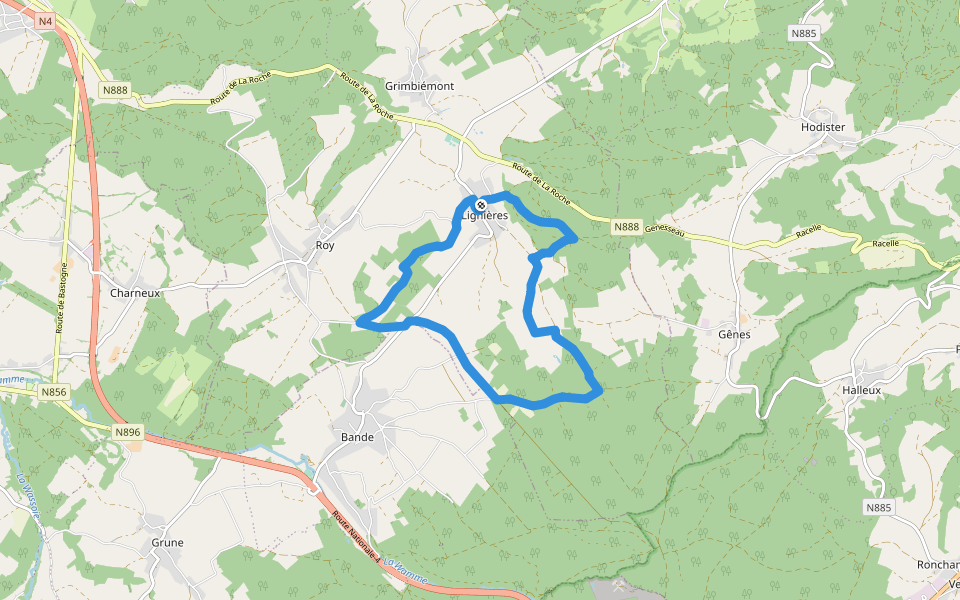 11. Promenade Linaigrette walking route map in Marche-en-Famenne