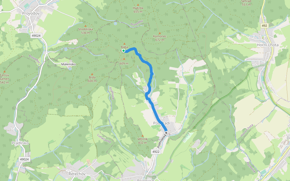 Naučná stezka Podhradí - Starý Světlov walking route map in Podhradí