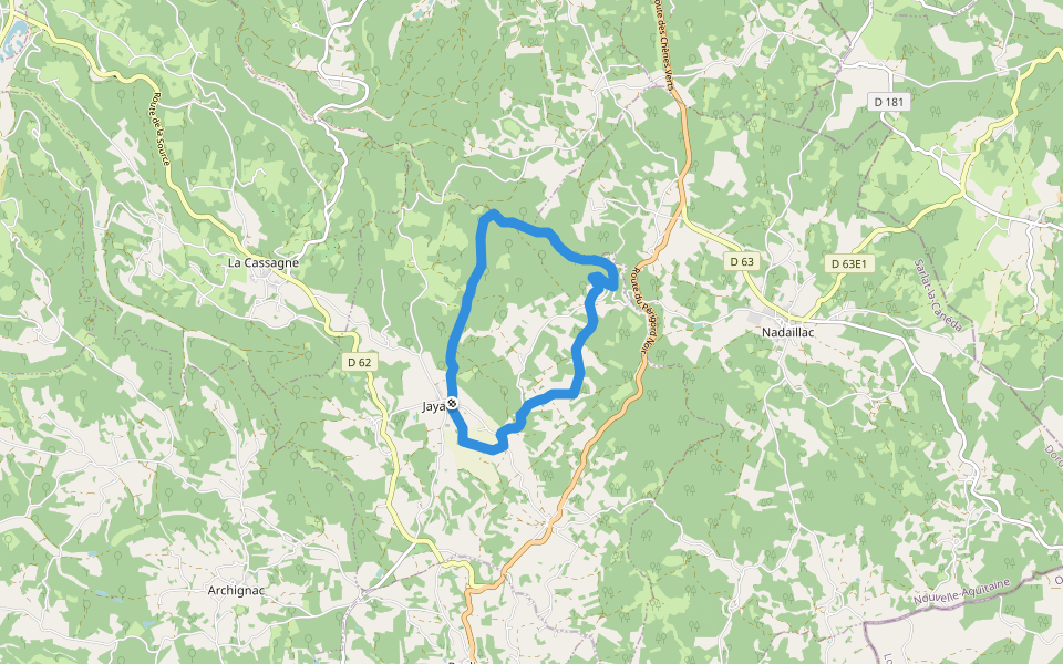 Boucle de la Forêt walking route map in Jayac