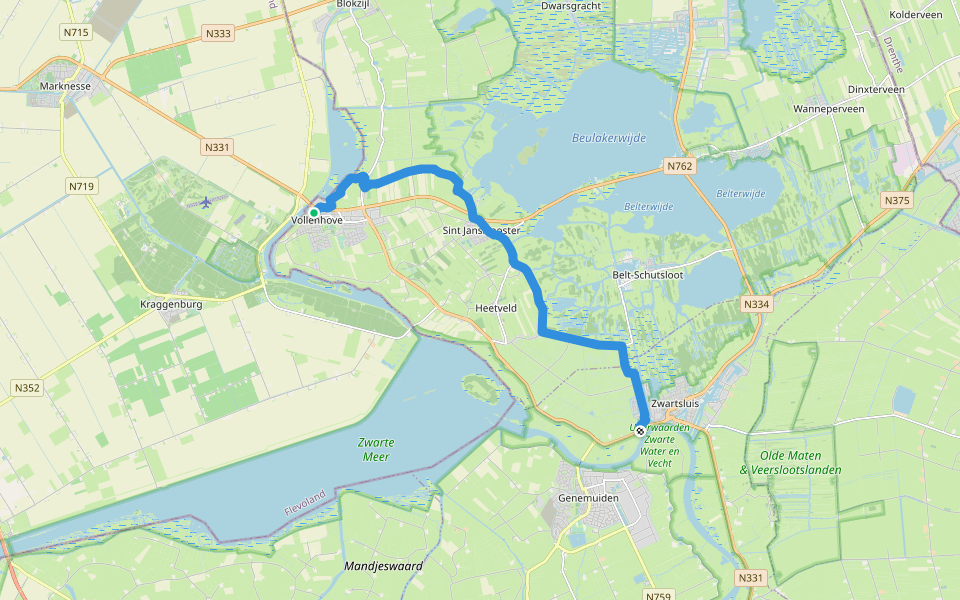 Overijssels Havezatenpad - 12a2 walking route map in Vollenhove